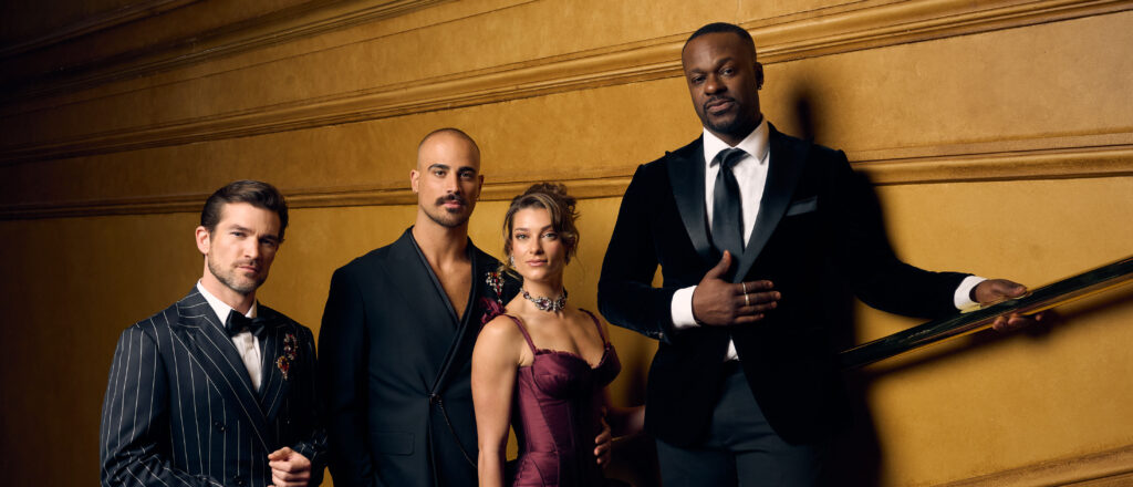Moulin Rouge! The Musical first cast Ben Hall, Tim Omaji, Thalia Smith and Tyler Chapman posed together